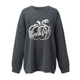 thumbnail image 3 of QLEICOM Women Thanksgiving Print Long Sleeves Blouse, Round Neck Casual Pullover Tops, Pumpkin Car Happy Thanksgiving Print Sweatershirt, Loose Oversized Autumn Hoodless Tops Blouse Dark Gray-D XL, 3 of 3