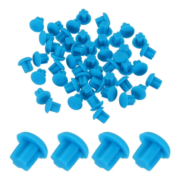 50pcs 3.5mm Headphone Jack Port Plugs Covers Cap Silicone Anti Dust Protector for Earphone Jack, Sky Blue