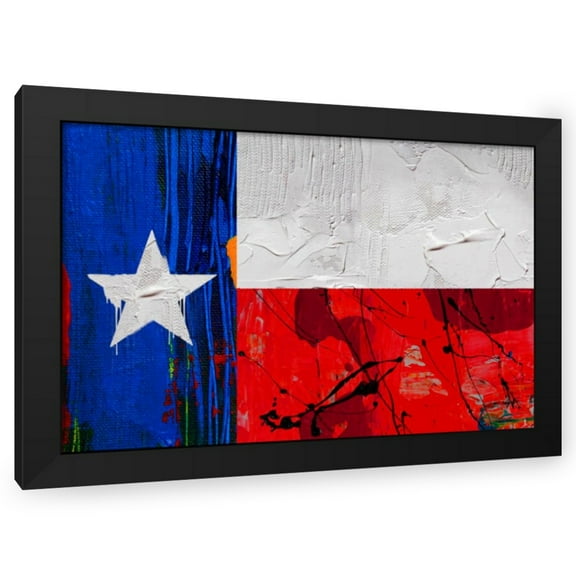 Stephen Chambers 24x17 Black Modern Wood Framed Wall Art Titled - Texas Flag