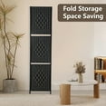 thumbnail image 7 of FDW 6 Panel Room Divider Wooden Portable Partition Screen Wood with Removable Storage Shelves Color, Black, 7 of 7