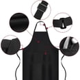 thumbnail image 2 of Pack de 2 Delantales, Delantales Impermeables, Delantal de Cocina, Hombre, Mujer, Negro, Rojo, Delantal de Cocina con 2 Bolsillos, Delantal para Mujer, Hombre, Delantales con Peto, gastronomía,, 2 of 6