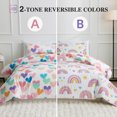 thumbnail image 2 of Btargot 3Pcs Purple Kids Rainbow Twin Comforter Set for Girls Cute Flower Love Heart Quilt Kids Bedding Set Bed-in-a-Bag, 2 of 10