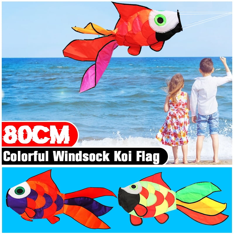 MagiDeal Rainbow Goldfish Einzeiler Kite Windsack Outdoor Kids Outdoor 