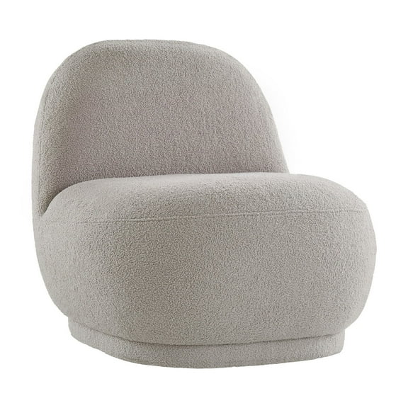 Weston Home Lompoc Modern Boucle Accent Chair with Rounded Design and Lumbar Pillow, Light Gray Chair