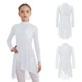 thumbnail image 6 of iiniim Girls Lyrical Dance Dress Shiny Rhinestone Long Sleeve Ballet Skirted Leotard Contemporary Dancewear White 10, 6 of 7