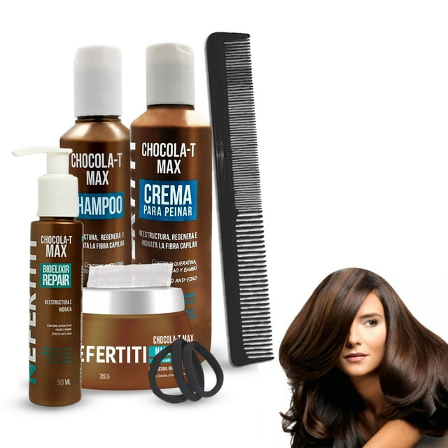 Kit Completo Chocolate Nefertiti Para Cabello Seco y Procesado