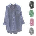 thumbnail image 4 of Womens Oversized Button Down Shirts Long Sleeve Stripe Tops Casual Fashion Elegant Dressy Work Blouse with Pocket, 4 of 4