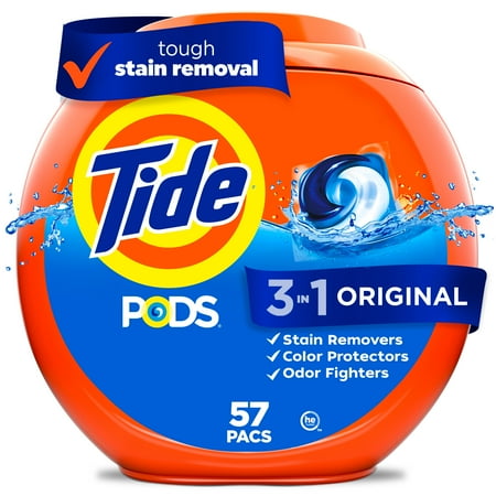 Tide PODS Liquid Laundry Detergent Pacs, Original Scent, 57 Count