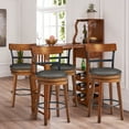 thumbnail image 3 of Gymax Set of 4 BarStool 25.5'' Swivel Counter Height Dining Chair with Rubber Wood Legs, 3 of 10