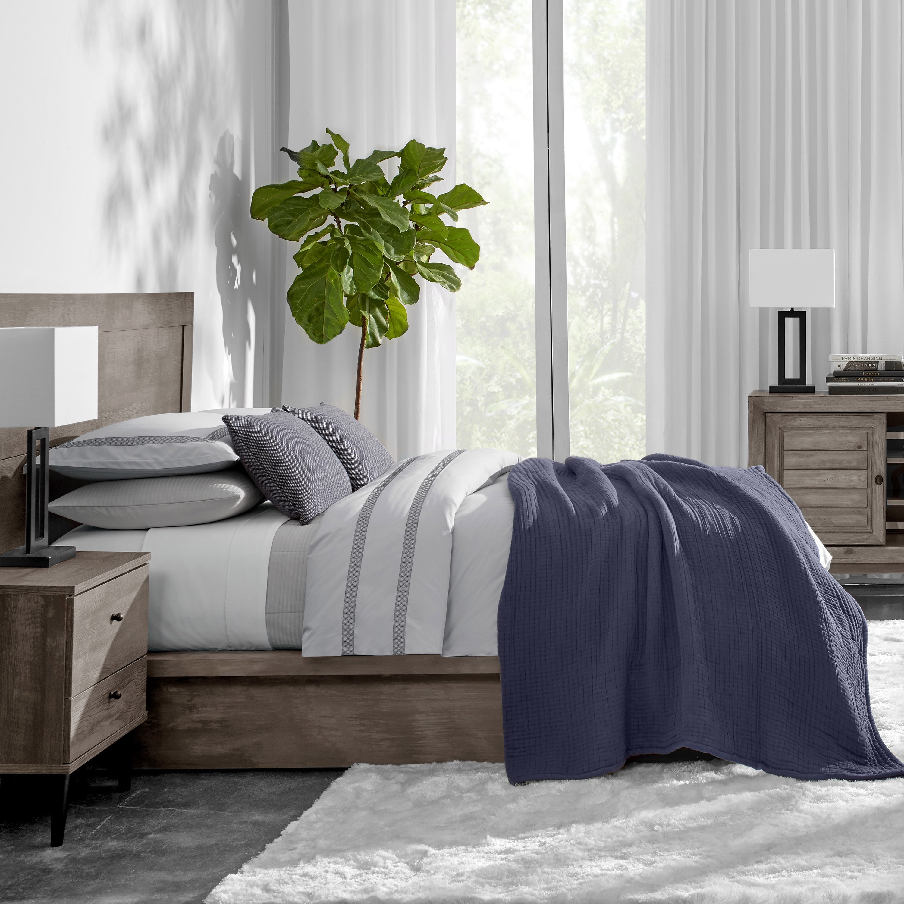 WestPoint Home DoubleWeave Indigo Queen Coverlet