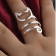 thumbnail image 3 of Adjustable Copper Cat Ring With Tangled Brushed Silver Finish Unisex Animal Jewelry For Everyday Wear European, 3 of 4