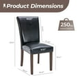 thumbnail image 2 of Mid-Century PU Dining Chairs Set of 2 with Nailhead Detail and Wooden Legs, Upholstered Side Chairs for Kitchen and Dining Room – Black, 2 of 6