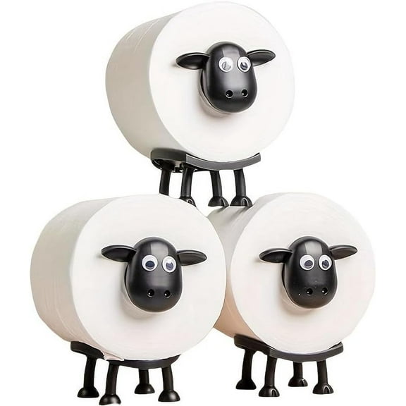 3-Pack Sheep Toilet Paper Roll Holder Set, OPP Packaging - Cute Bathroom Organizer with Adorable Design