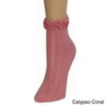 thumbnail image 5 of MeMoi Thick-N-Sheer Ruffle Cuff Cotton Blend Ankle Socks - Womens - Female, One Size, Amethyst Orchid, 5 of 5