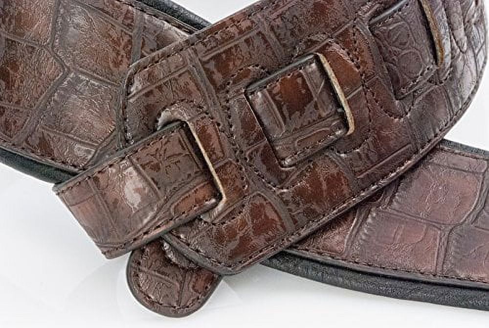 Walker & Williams F-12D Dark Brown Alligator Pattern Padded Guitar Strap