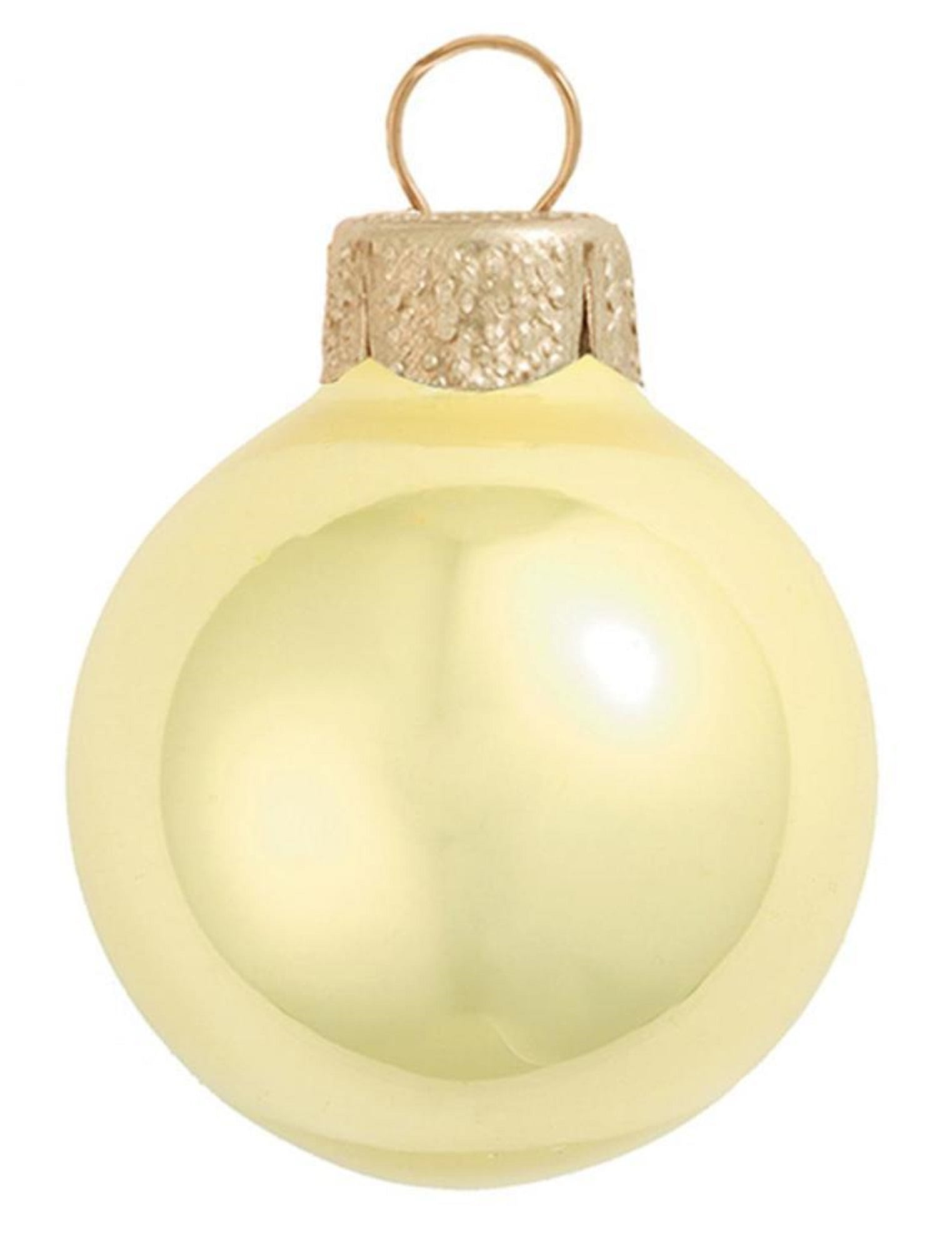 28ct Pearl Soft Yellow Glass Ball Christmas Ornaments 2" (50mm