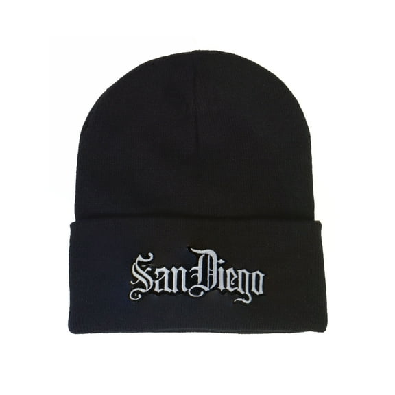 Top Headwear Old English City Beanie - Long Winter Cuff Beanie Cap, San Diego