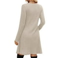 thumbnail image 4 of Long Sleeve Dress for Women Crew Neck Waist Tunic Dress with Pockets Apricot XXL, 4 of 6