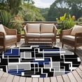 thumbnail image 4 of Round Rugs 5 Ft, Navy Blue Black Geometric Non Slip Area Rugs for Kitchen Bedroom Entryway, Modern Color Block Abstract Washable Carpet Runner Rug Floor Mats for Bedroom Home Decor, 4 of 8