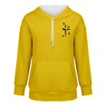 thumbnail image 4 of Women's Solid Color Ribbed Hooded Sweatshirt, Thick Pullover with Adjustable Drawstring and Pockets, Soft Cotton Blend Casual Streetwear for Spring, Autumn and Daily Wear Yellow XL, 4 of 4