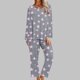 thumbnail image 1 of Puntoco Conjunto de pijama cómodo para mujer, conjunto de pijama con top y pantalones de manga larga con cuello redondo y estampado informal a la moda para mujer, 1 of 5