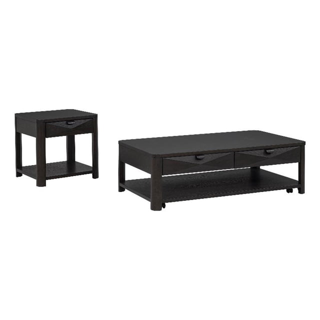 Coaster Marcelo 2-Piece Transitional Wood Coffee Table Set in Coffee