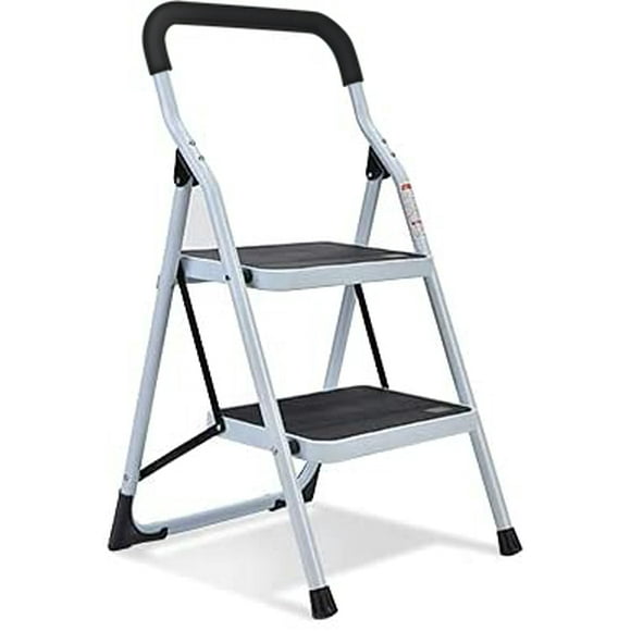 TFixol 2 Step Ladder Folding Step Stool with Anti-Slip Sturdy and Wide Pedal 330lbs Capacity Stepladder Multi-Use for Home and Kitchen Space Saving