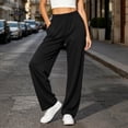 thumbnail image 3 of Crunowin Women’s Sweatpants Fall Casual Elastic Waist Full-Length Stright Leg Long Pants with Pockets Black Size L, 3 of 10