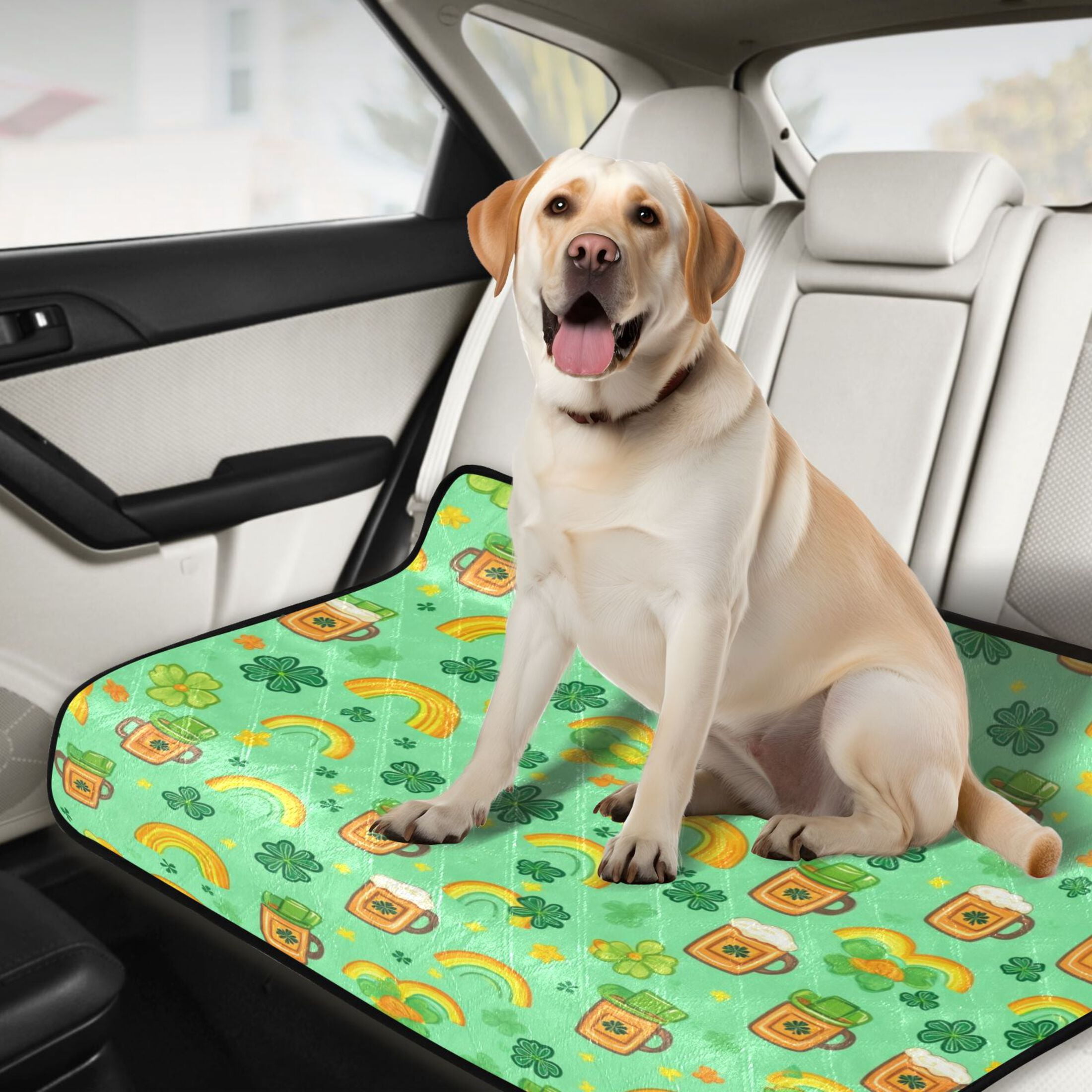 Qxltty Beer and Rainbows in A Cloverleaf Background Cat litter Pads Pet Set of 3 Diaper Mats Center Anti-leakage Layer Absorbent Soft and Comfortable
