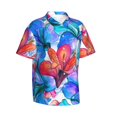 thumbnail image 2 of Daiia Bright Flowers Hawaiian Shirt for Men Gentle Cotton Regular Short Sleeve Casual-3X-Large, 2 of 9