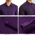 thumbnail image 5 of Mens Purple Dress Shirts Long Sleeve Casual Solid Wedding Dating Button Down Shirt with Pocket 3XL, 5 of 7