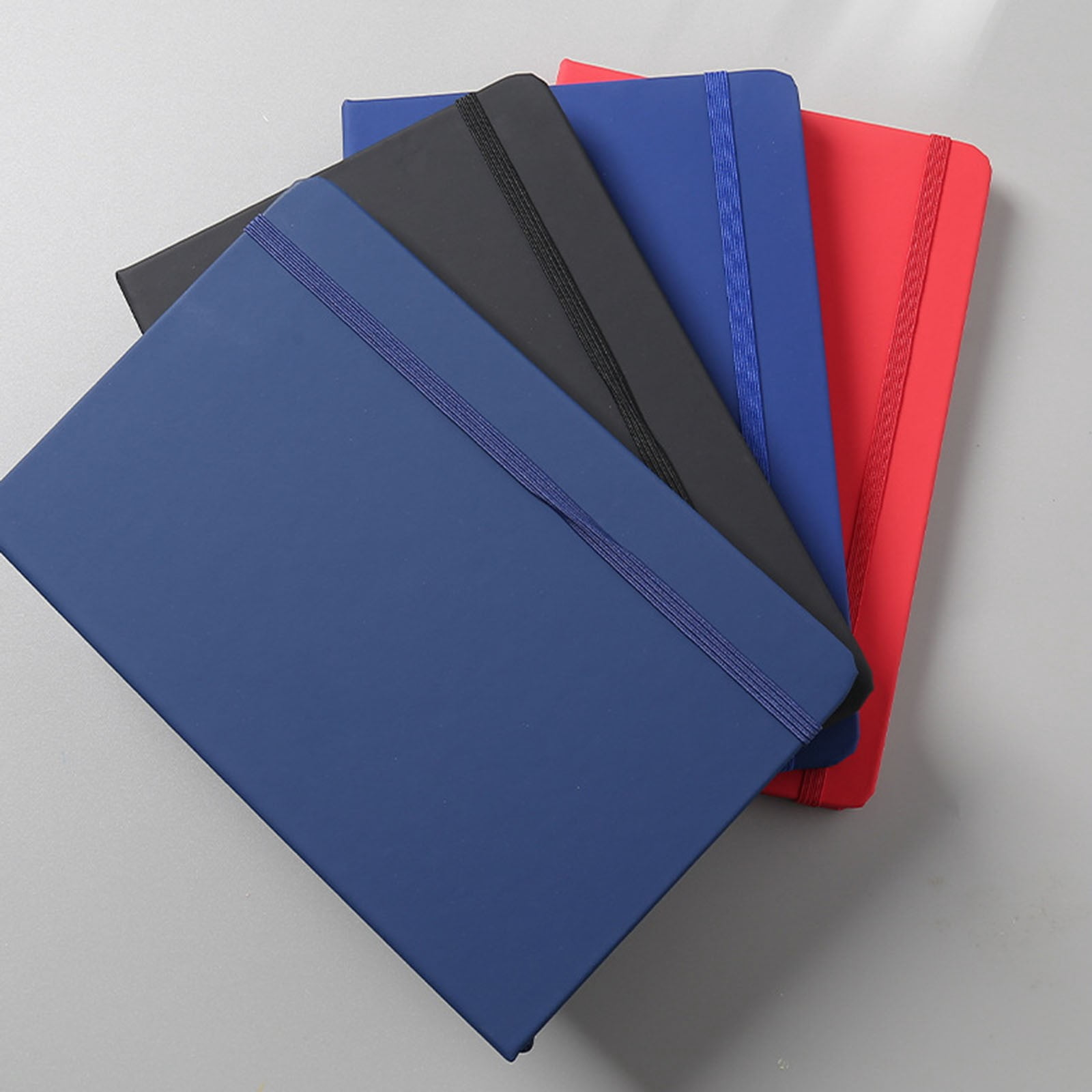 VKLU A5 Professional Notebook, Premium Soft Leather Writing Journal with Elastic Closure, 180° Flat-Lay Lined Diary for Daily Planning & Task Tracking, Classic Blue