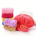 thumbnail image 3 of Microfiber Hair Drying Cap Super Absorbent Quick Dry Shower Towel Wrap with Bowtie Cute Bath Hair Turban for Women Spa Bathroom Accessories Random Color 1Pcs, 3 of 5