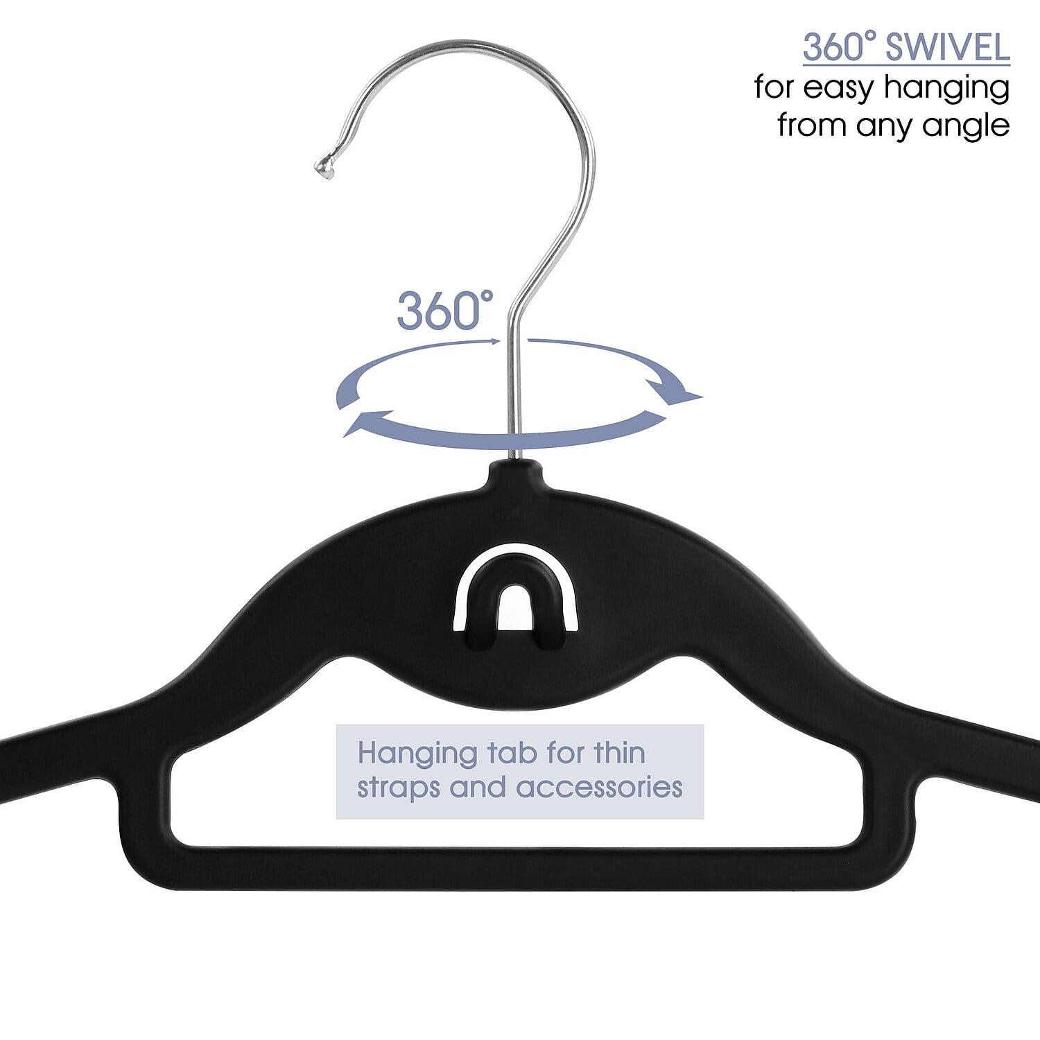 Elama Home 30 Piece Rubber Non Slip Hanger with Hanging Tab in Black