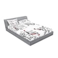 thumbnail image 2 of Ambesonne Black and White Fitted Sheet & Pillow Sham Set, Sketchy Cyclist, Full, Black White and Red, 2 of 2