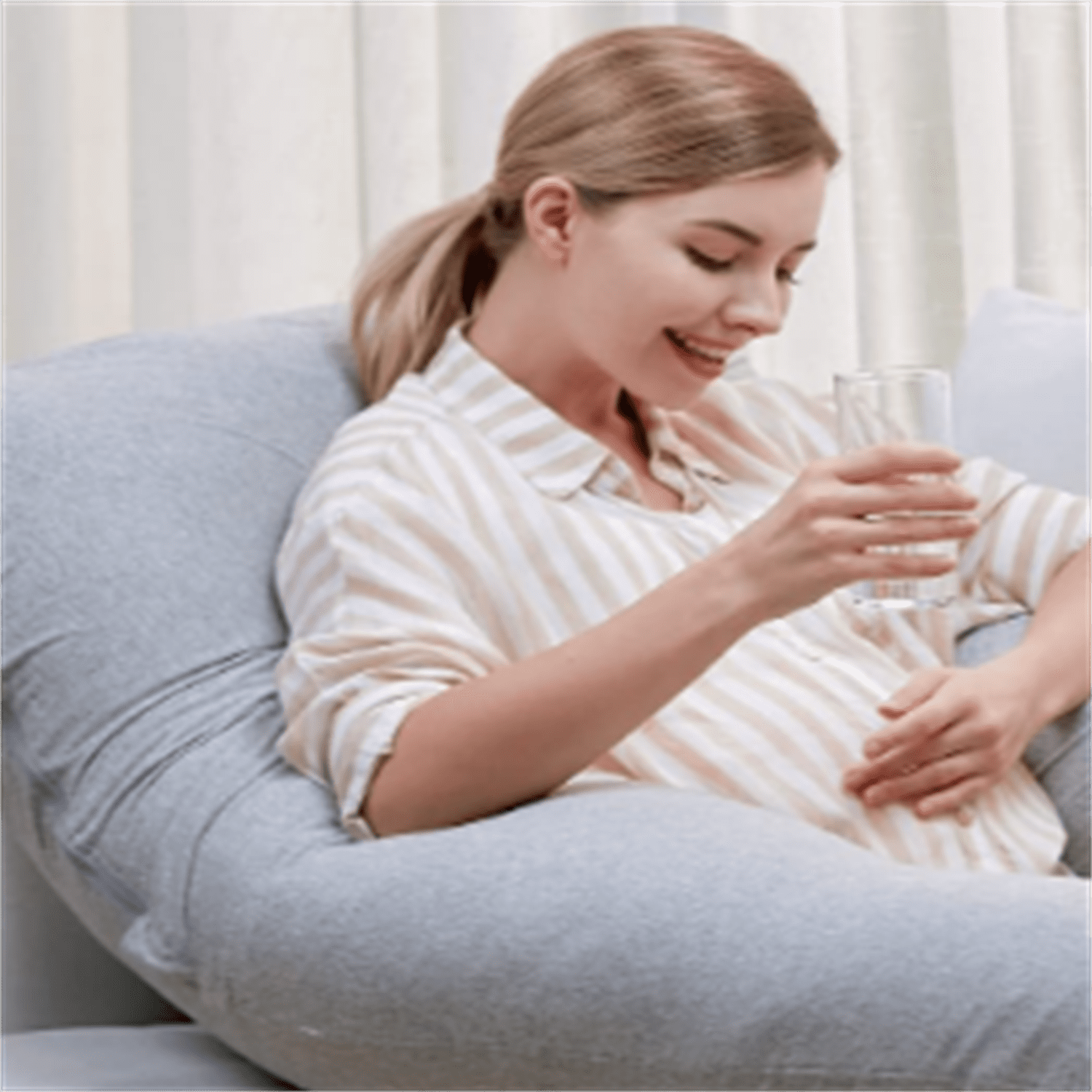 Shaped Pregnancy Pillows with Cotton Removable Cover, 57 Inch Full Body Pillow Maternity Support, Must Have for Pregnant Women, Hatha Grey