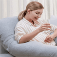 thumbnail image 6 of Shaped Pregnancy Pillows with Cotton Removable Cover, 57 Inch Full Body Pillow Maternity Support, Must Have for Pregnant Women, Hatha Grey, 6 of 6
