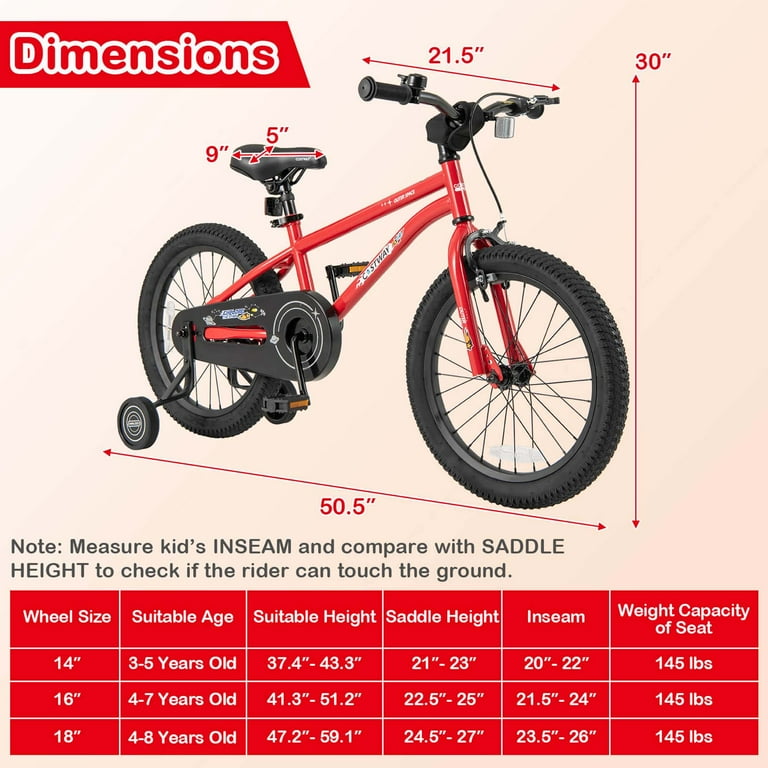 Costway 18-Inch Kid's Bike for 4-8 Years Old with Adjustable