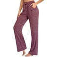 thumbnail image 2 of Fangasis Women Jogger Pant Elastic Waist Trousers Solid Color Yoga Pants Ladies Long Bottoms Stretch Running Sweatpants Wine Red S, 2 of 6
