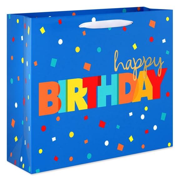 American Greetings 10 in. Blue Horizontal Birthday Gift Bag, Happy Birthday (1-Count)