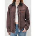 thumbnail image 4 of EMMIOL Women's Vintage Washed Denim Jacket Oversized Zipper Front Contrast Collar Jean Jacket with Pockets Casual Y2K Streetwear, 4 of 8