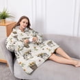 thumbnail image 5 of Oversized Wearable Blanket Hoodie,White Buffalo Pattern Sherpa Blanket Hoodie with Super Pockets,Super Warm Fuzzy Pullover for Women & Men, 5 of 6