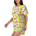 thumbnail image 2 of Picia Avocado And Pineapple Pajamas Sets for Women Soft Short-Sleeved Pjs with Lounge Shorts Two Piece Sleepwear-Small, 2 of 9