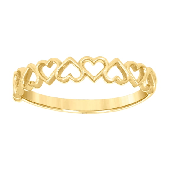 10k Yellow Gold Womens Love Multi Hearts Ring 3.5x1.6mm Wide Statement Ring for Women