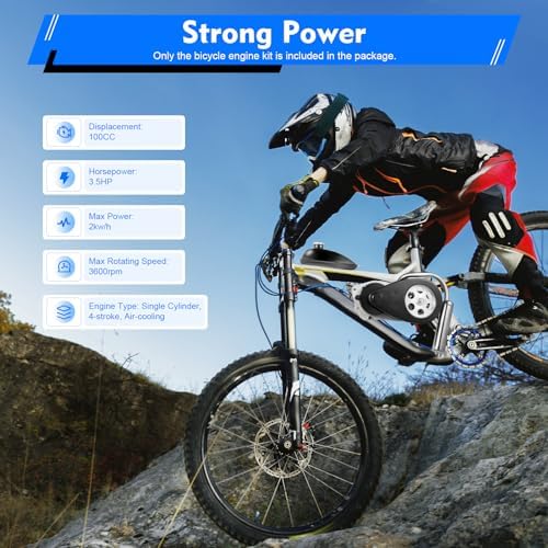 100Cc Bicycle Engine Kit Bike Motor Kit,4 Stroke Bike Gas Motorized Motor Bicycle Modified Engine,3Hp Single Cylinder Petrol Engine Cdi Air Cooling For Mountain Bikes,Road Bikes, Gravel Bikes