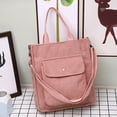 thumbnail image 4 of Stylago Women's Corduroy Tote Bags with Detachable Strap Crossbody Shoulder Purse Button External Pocket Zipper Shopping Handbag Pink, 4 of 6
