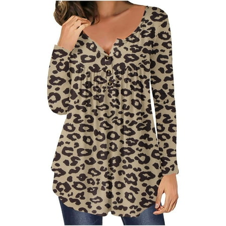 

Zedker Long Sleeve Workout Shirts for Women Womens Tunic Women s Fashion Printed Loose T-Shirt Long Sleeves Blouse Round Neck Casual Tops