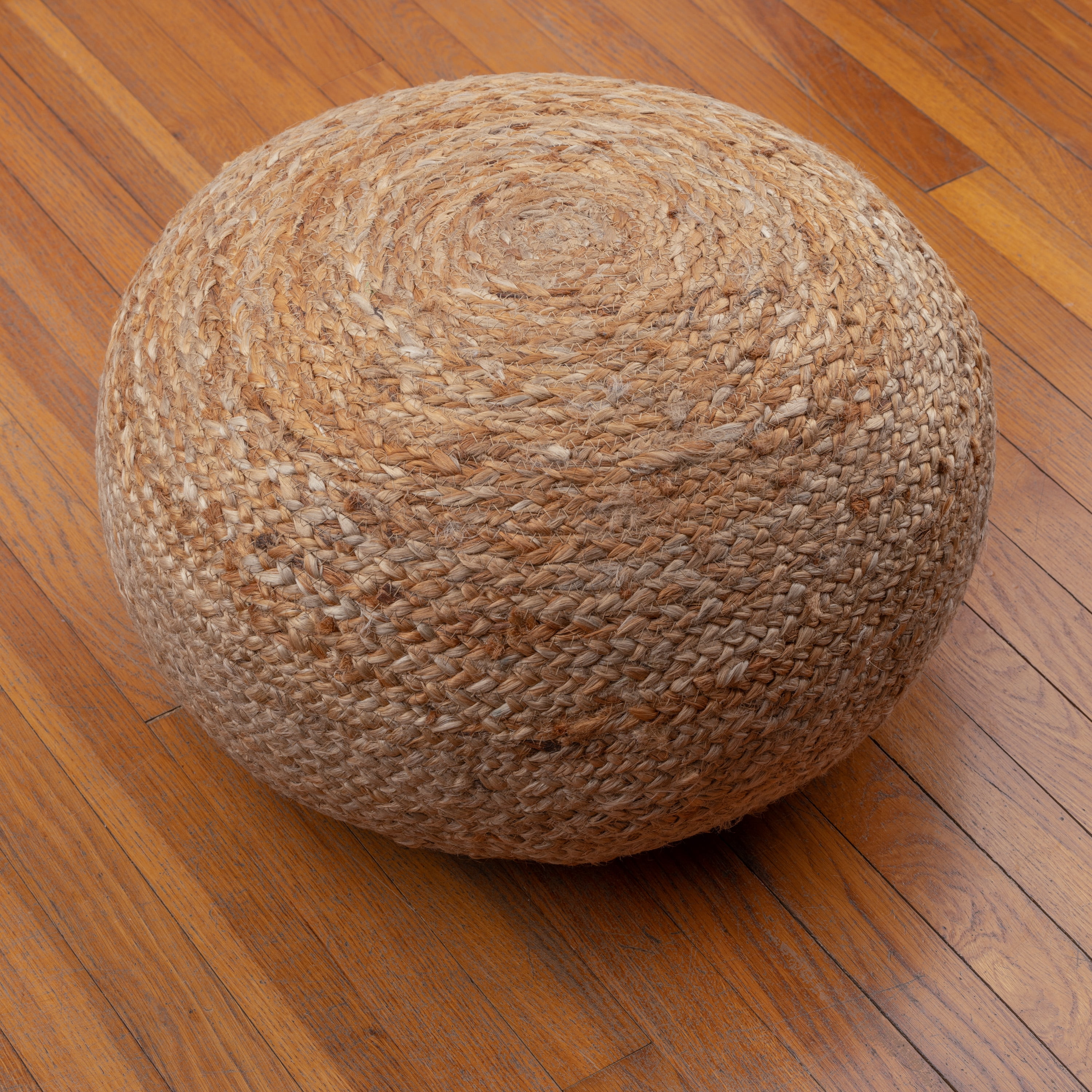 Decor Therapy Round Woven Natural Jute Ottoman Pouf 20" x 10" 1-pack
