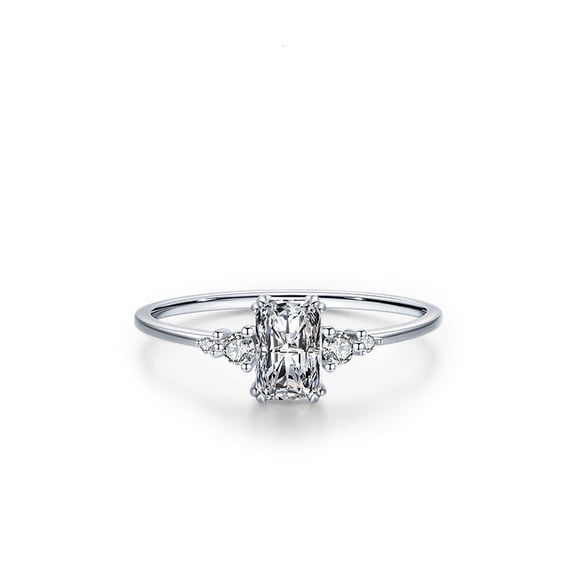 Womens 925 Silver Zircon Inlay Ring Elegant Classic Cut Design 1 Carat Engagement Promise Ring For Her Sparkle