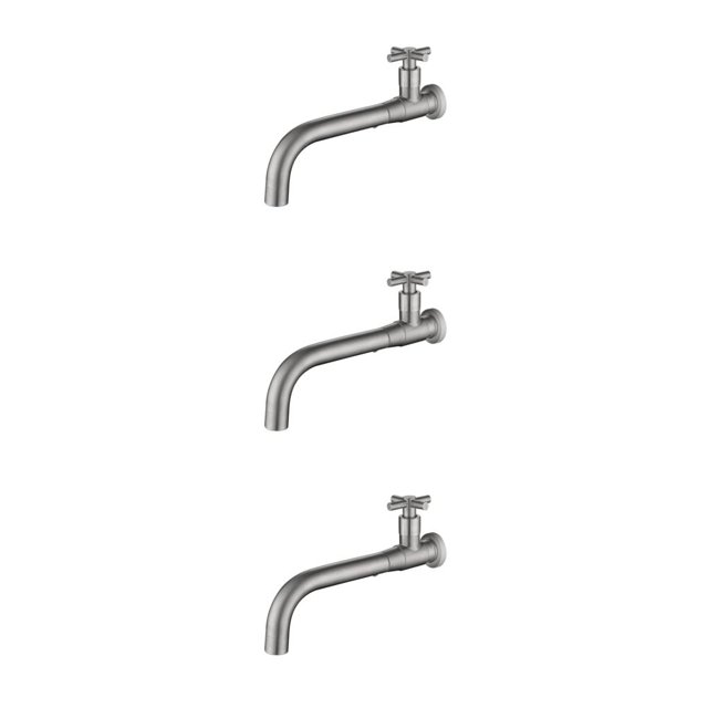 Yuarrent Grifo de fregadero de ajuste universal de metal Grifo de larga duración y respetuoso con el medio ambiente Solo Frío 01 Plata Type1 NO1